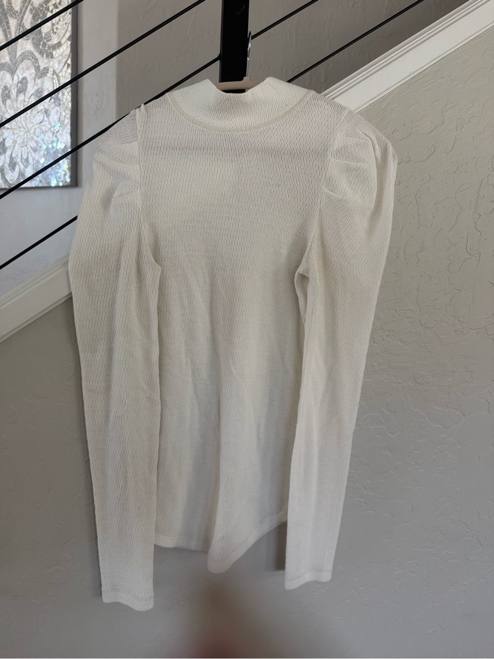 Free People Cream Puff Sleeve Ribbed Tunic Top - Cream